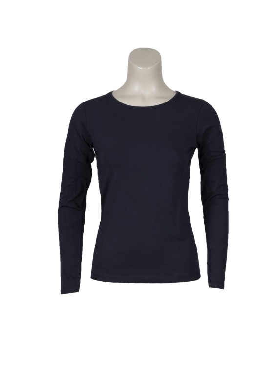 focus Sneeuwstorm nevel T-shirt basic lange mouw donkerblauw | Rosedale Collections